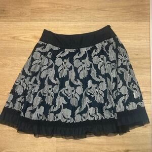 Nygard Collection Women’s 16 Skirt Black White Embroidered Tule Side Zip Lined